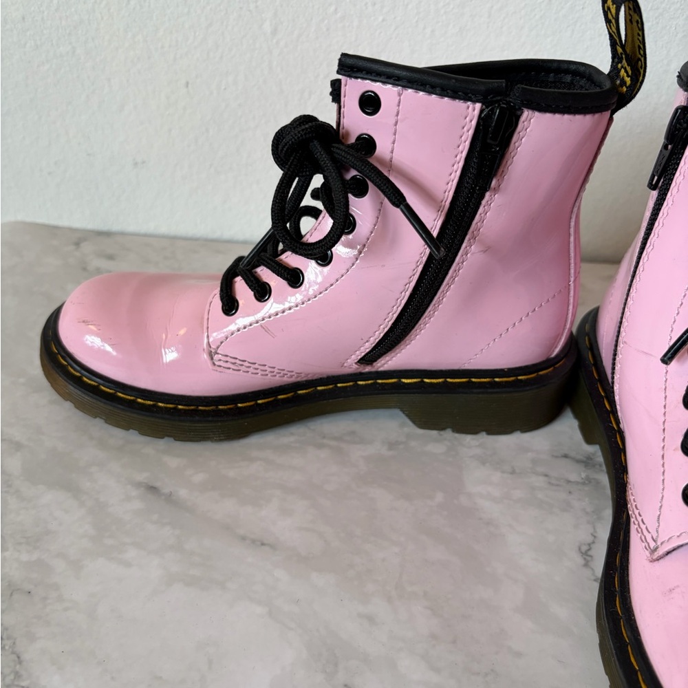 Kids Dr. Marten Baby Pink Lace-Up Girls Boots - Picture 6 of 7